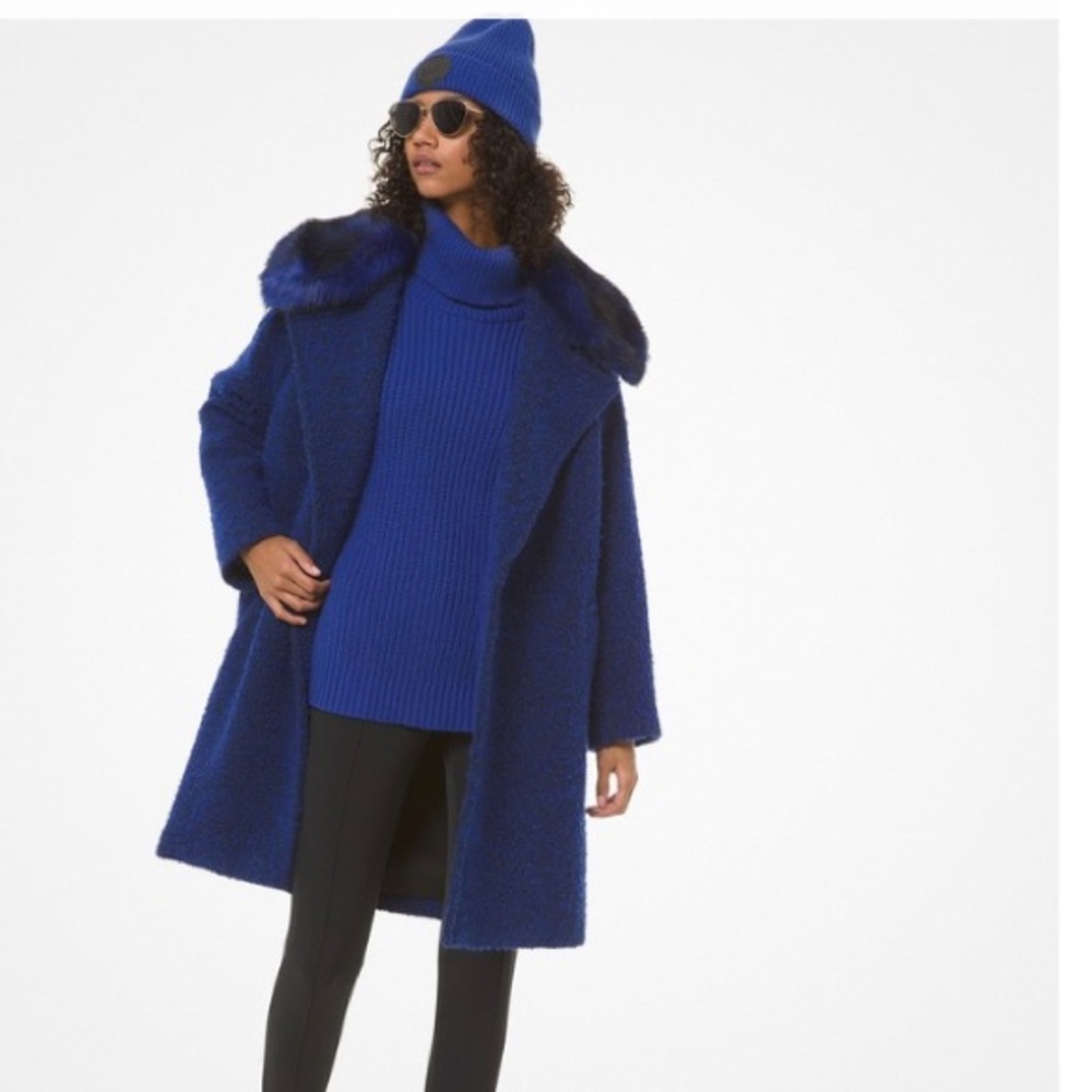 MICHAEL Michael Kors Faux-Fur Collar Boucle Coat
